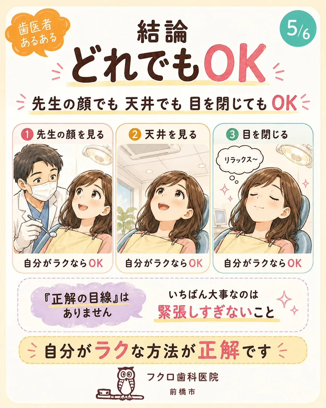歯医者で口を開けているとき、