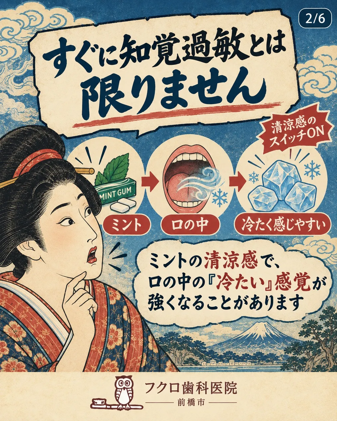 ミントガムやミントタブレットのあとに水を飲んで、