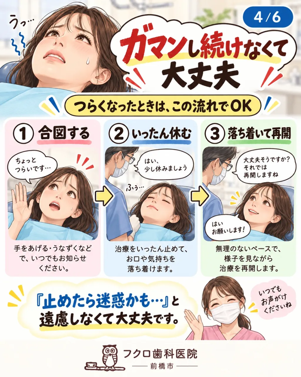 治療中、ずっと口を開けていると