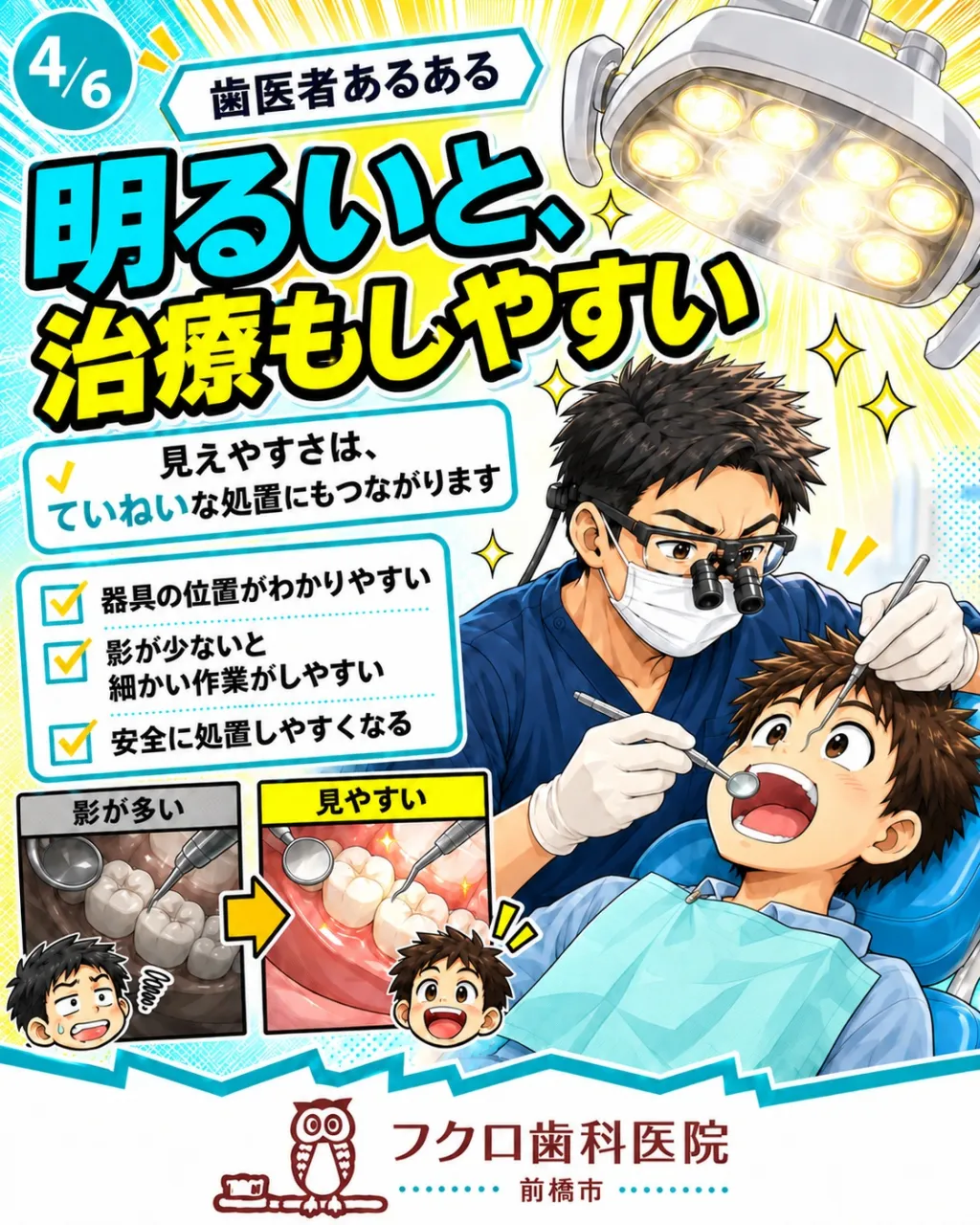 歯医者さんのライト、