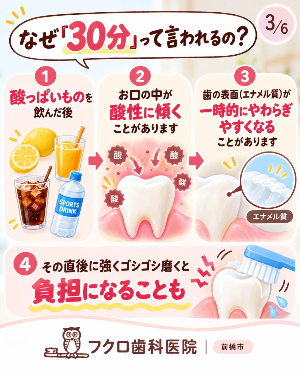 「食後30分は歯を磨かない方がいい」