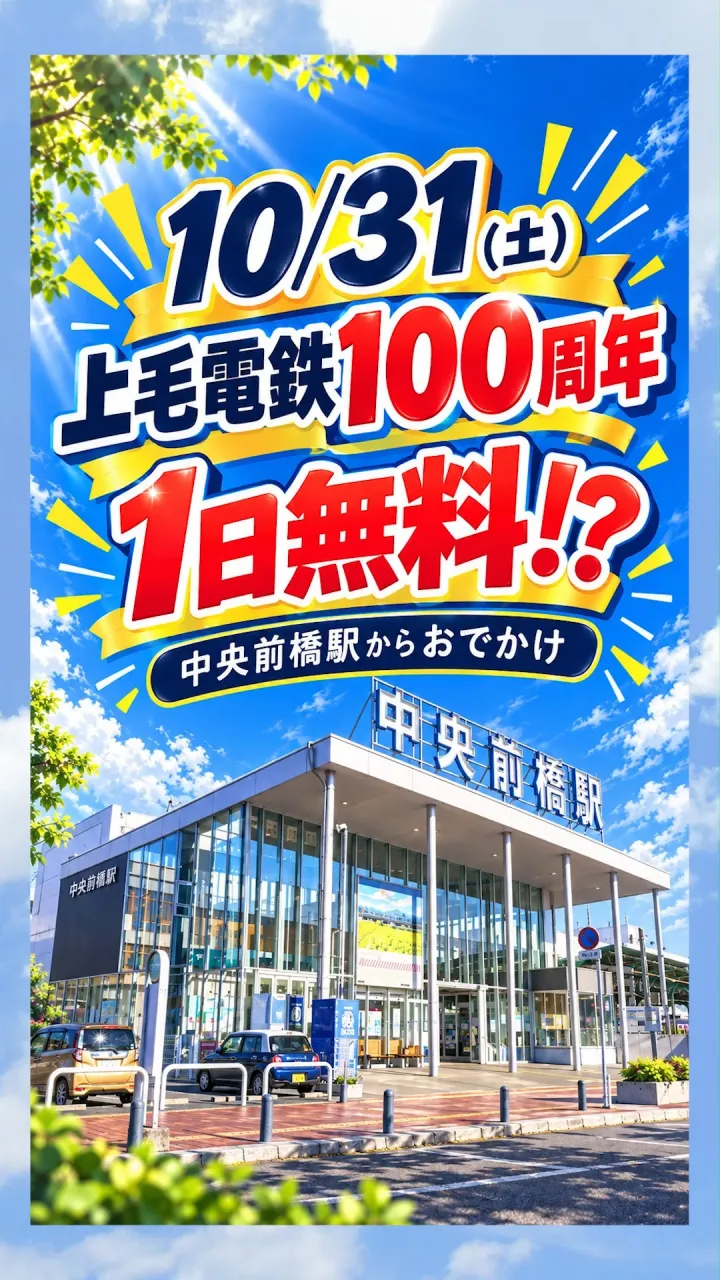 🚃【10/31(土)限定】上毛電鉄が1日無料に！🎉
